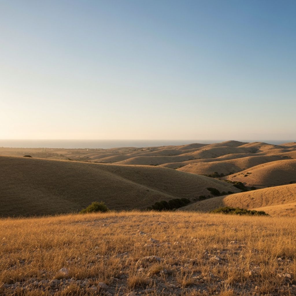 Peaceful Mediterranean landscape for breathing practices